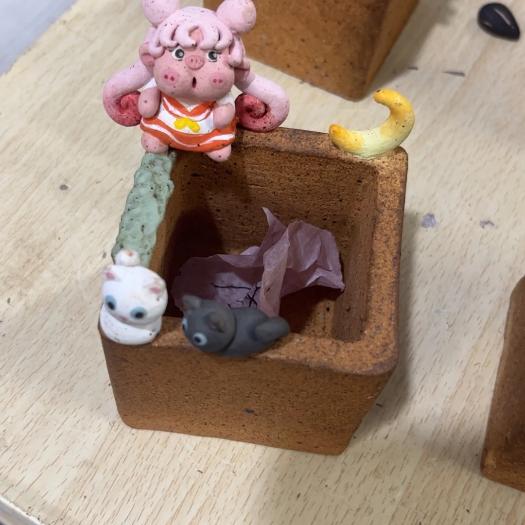 已***+泥塑古镇炻陶花盆