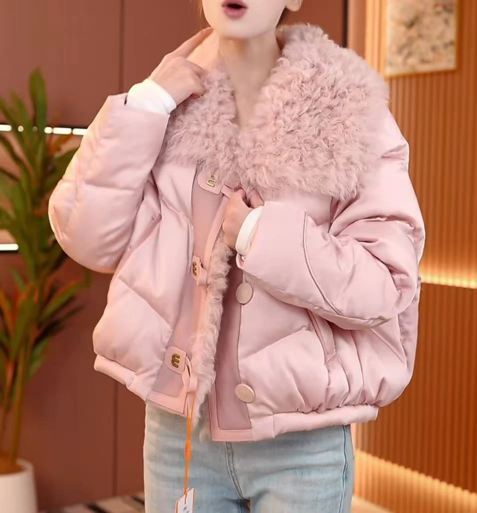 DD-2024冬季新款外套拼接羽绒服女短款加厚