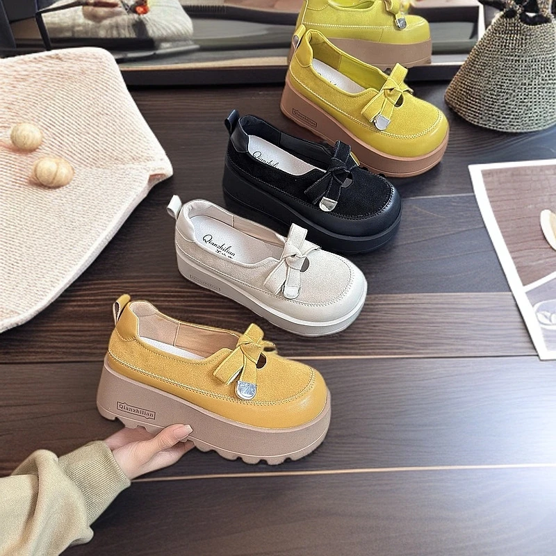 勃肯鞋女鞋早春新款复古结浅口厚底一脚蹬懒人休闲单鞋上班族