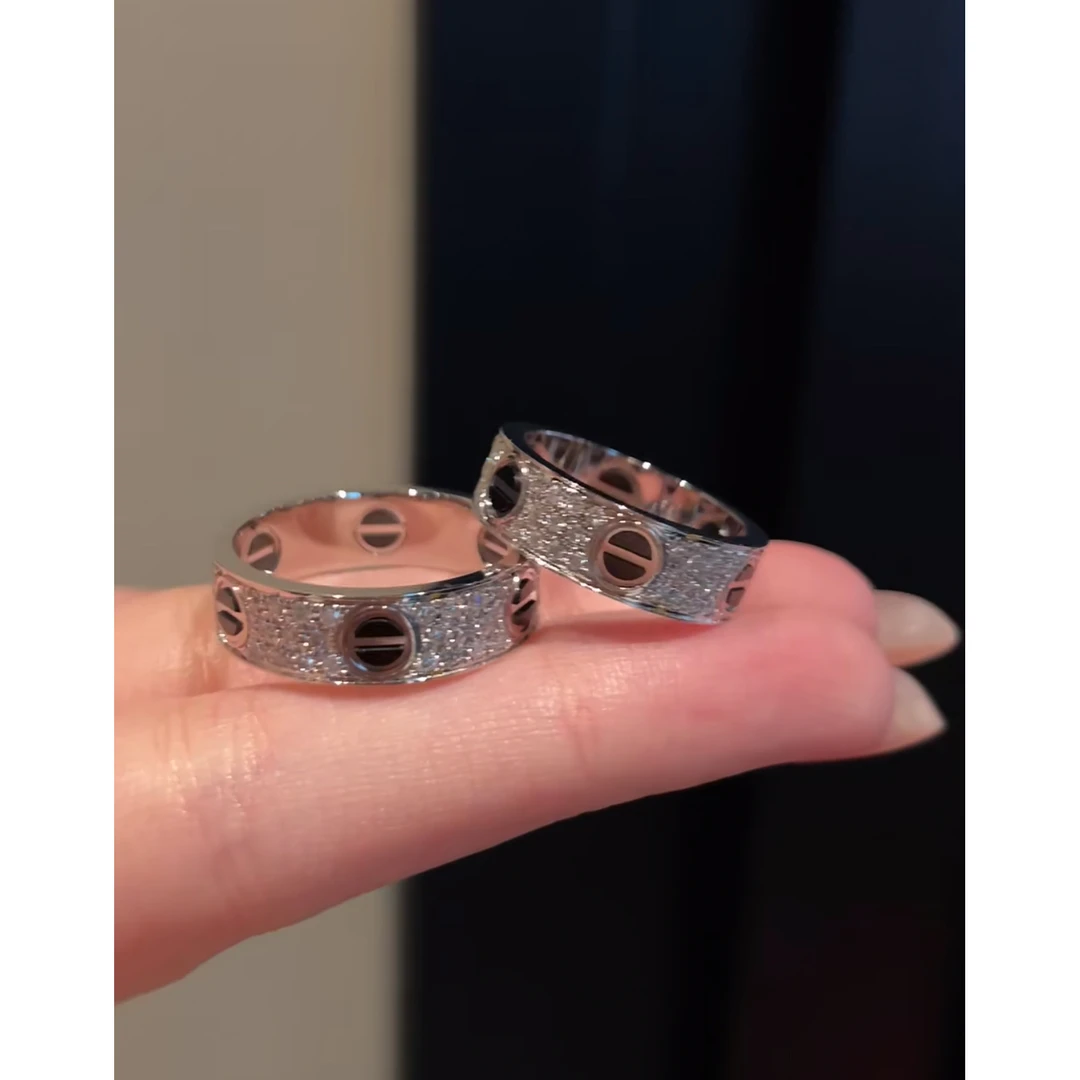 爱米诗 合金戒指 《黑钉戒》满天星系列经典镶钻排戒 围巾 带钻满钻