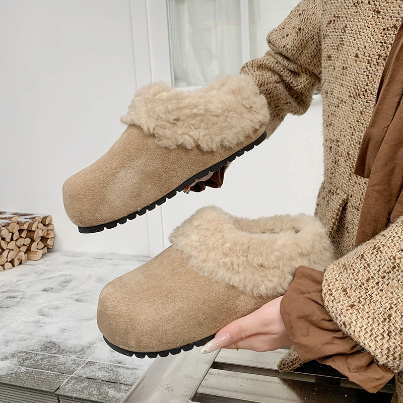 OJRZ仙女风一脚蹬棉拖女2025秋冬新款外穿松糕底圆头厚底勃肯拖鞋