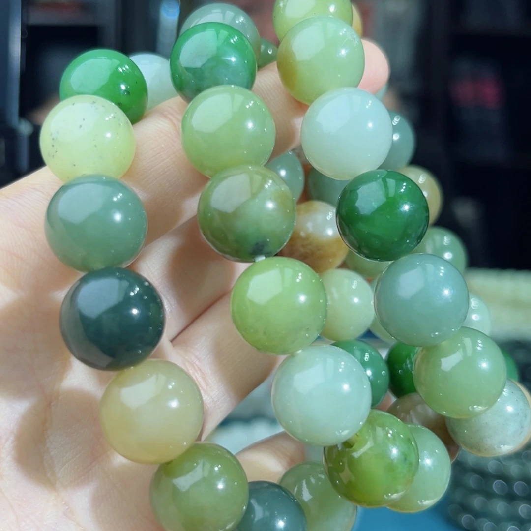 和田玉手链未镶嵌手串纯天然新疆和田多宝14mm多样性拍一发一