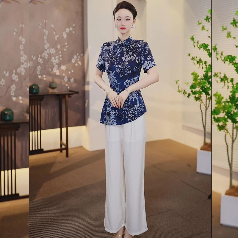 [SU25]2025新款复古风优雅旗袍小上衣中国风妈妈旗袍套装时尚夏季