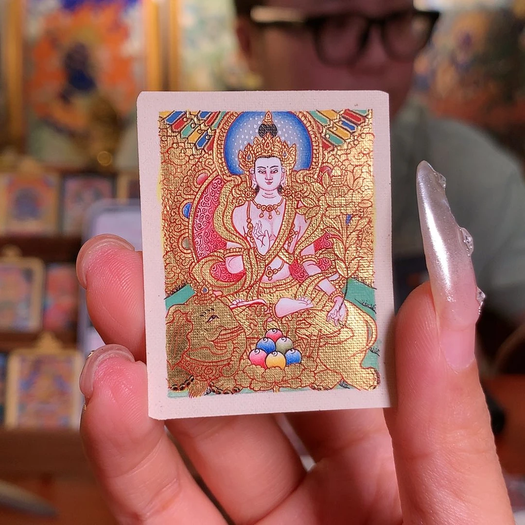 吊坠清*集热贡纯手绘唐卡普贤