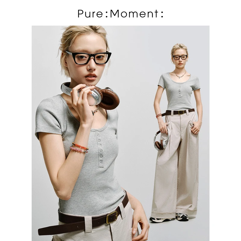 小麦檬Pure:Moment:25夏季新款短袖T恤百搭显瘦商场同款4G5201531