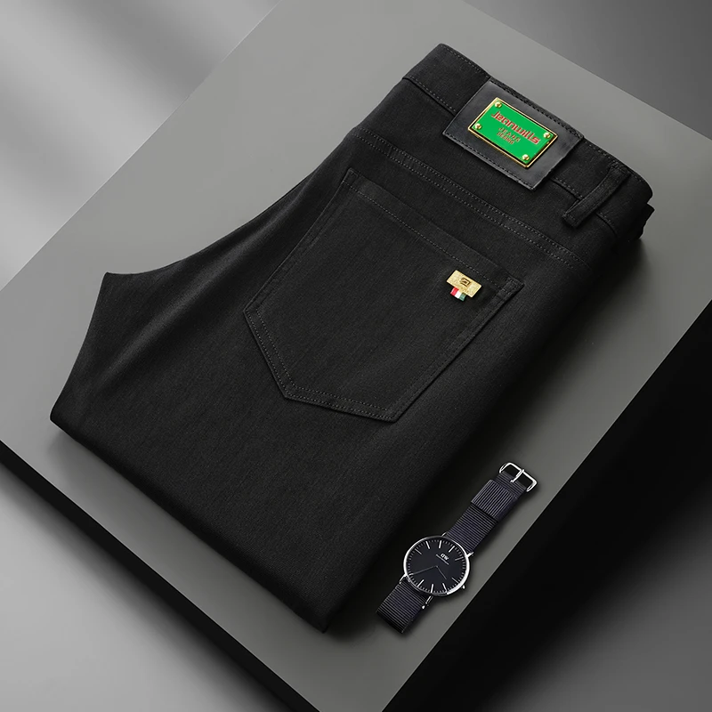 【三防面料】加绒加厚白色牛仔裤男士修身直筒保暖时尚百搭潮流长裤