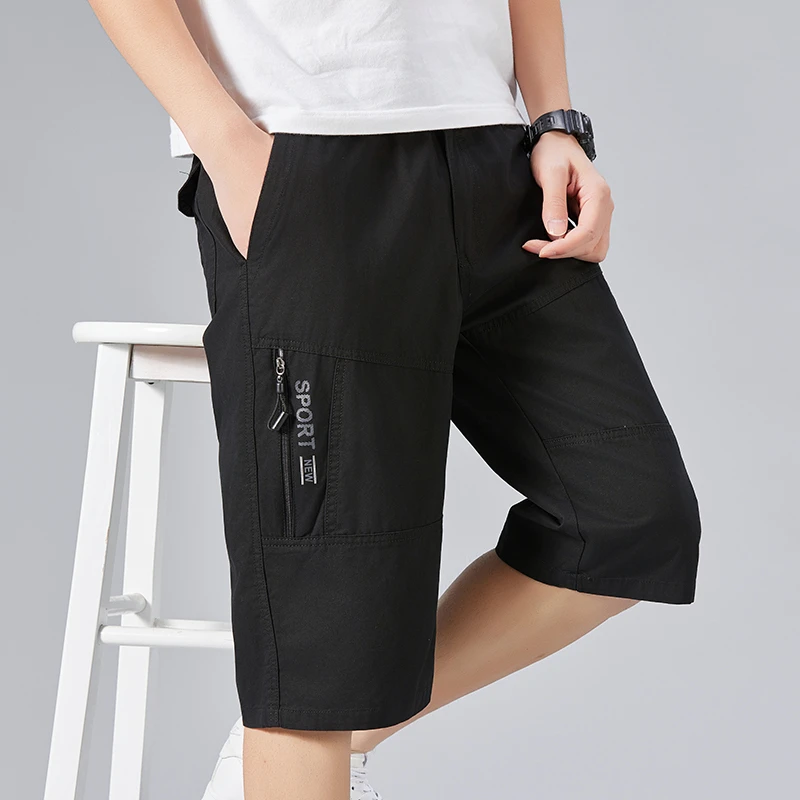 男士七分短裤衩纯棉宽松休闲黑色百搭加大码夏季新潮沙滩薄款外穿