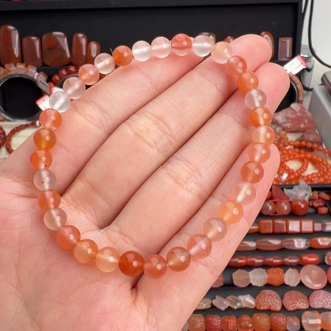 南红玛瑙未镶嵌颈饰糖果色单圈