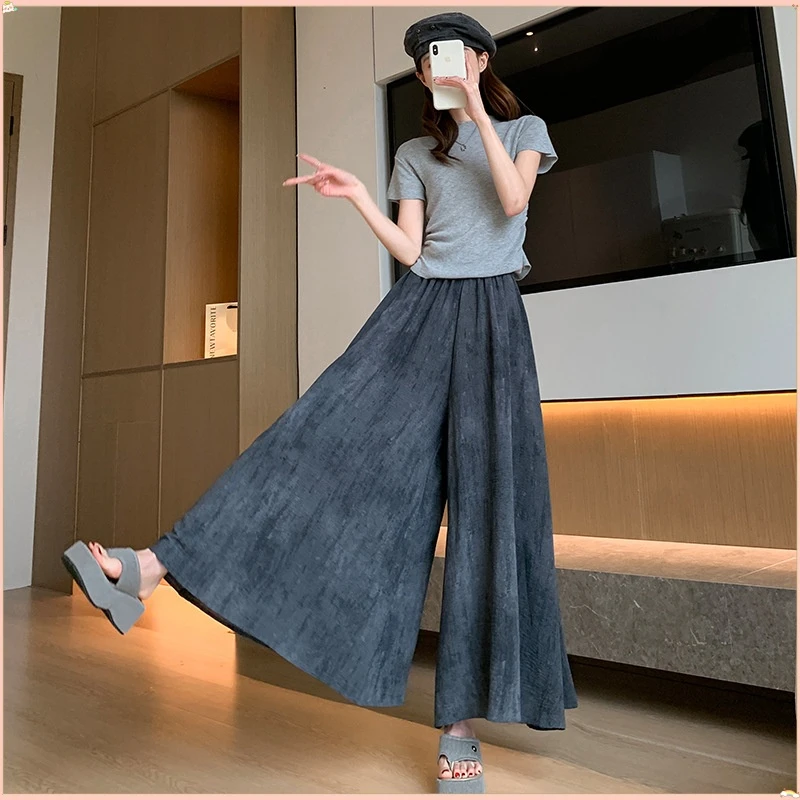 【双口袋】2025新款气质扎染冰丝裙裤女夏薄款宽松八分阔腿3#