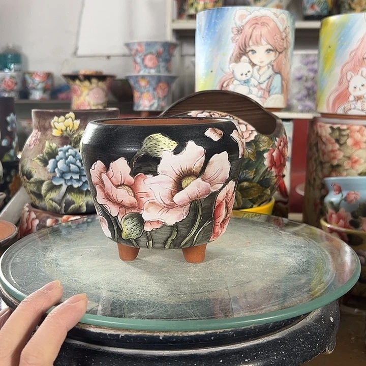 满38包邮 景德镇幸运花盆