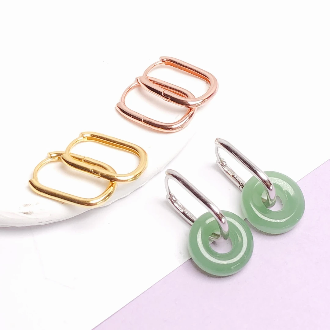 925银银制品 s925纯银耳扣平安扣耳环空托万能耳环耳夹耳圈扣包邮