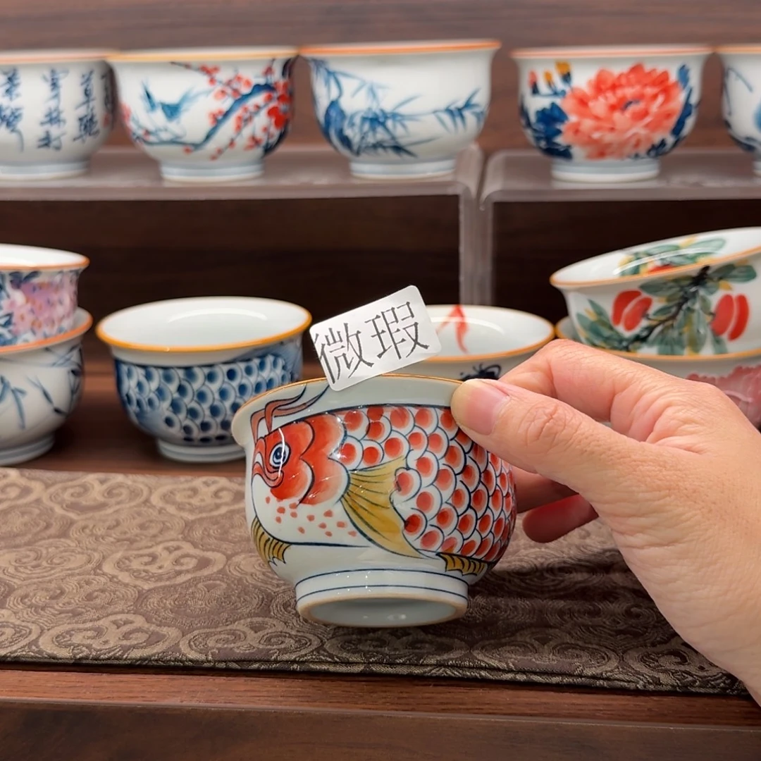 釉下手绘茶具微瑕