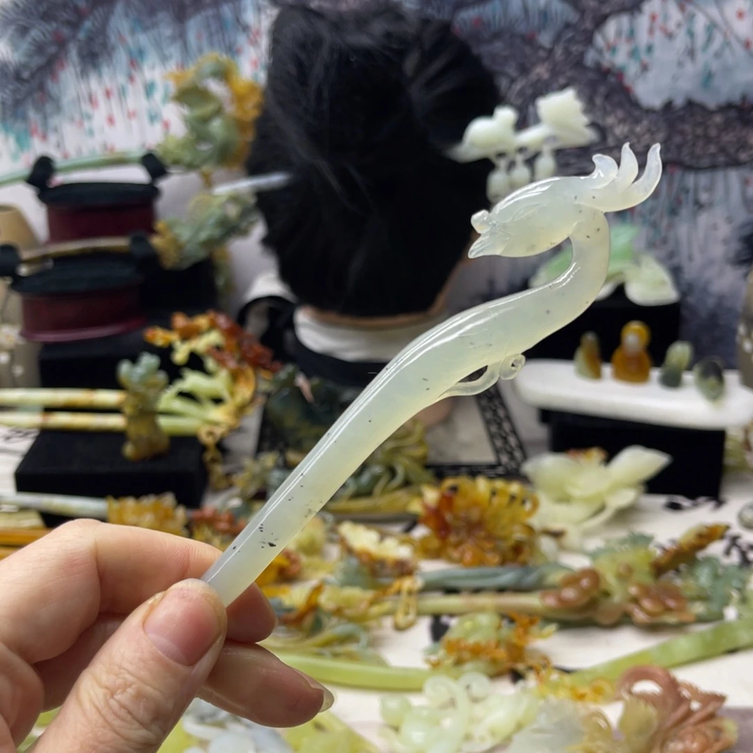 【闪购商品】蛇纹石玉发饰合金