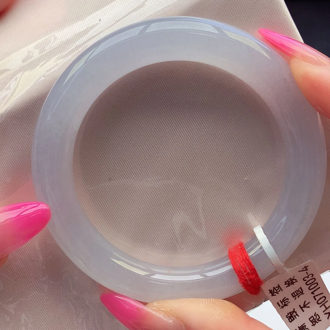 未镶嵌手镯翡翠天然A货翡翠53-54粉白月光 果冻胶 胶滴滴