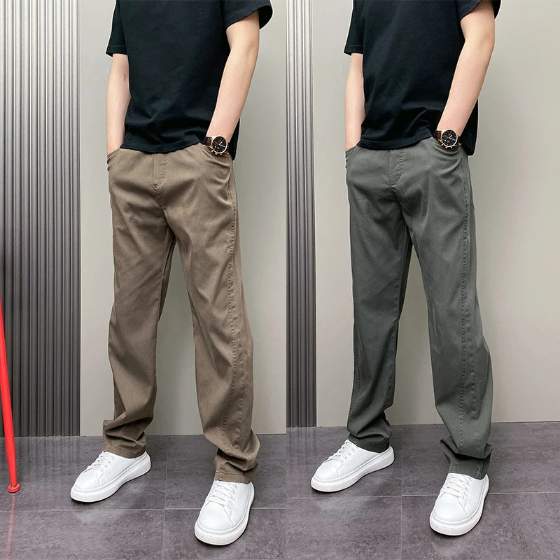 春秋季新款痞帅宽松哈伦直筒纯色休闲裤男士青年美式网红ins裤子