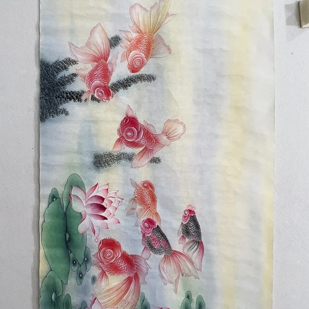 国画精品工笔鱼纸本