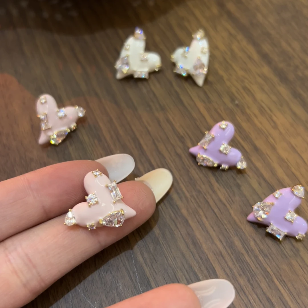 925银合成锆石耳饰  CHANGE x 简单心动耳饰 设计感ins 特 E622