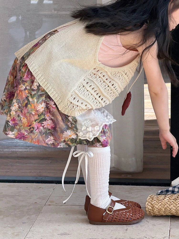 「南法画廊」花边裙裤花边屁帘拼接短裤 粉雾花园吊带 米色针织吊带