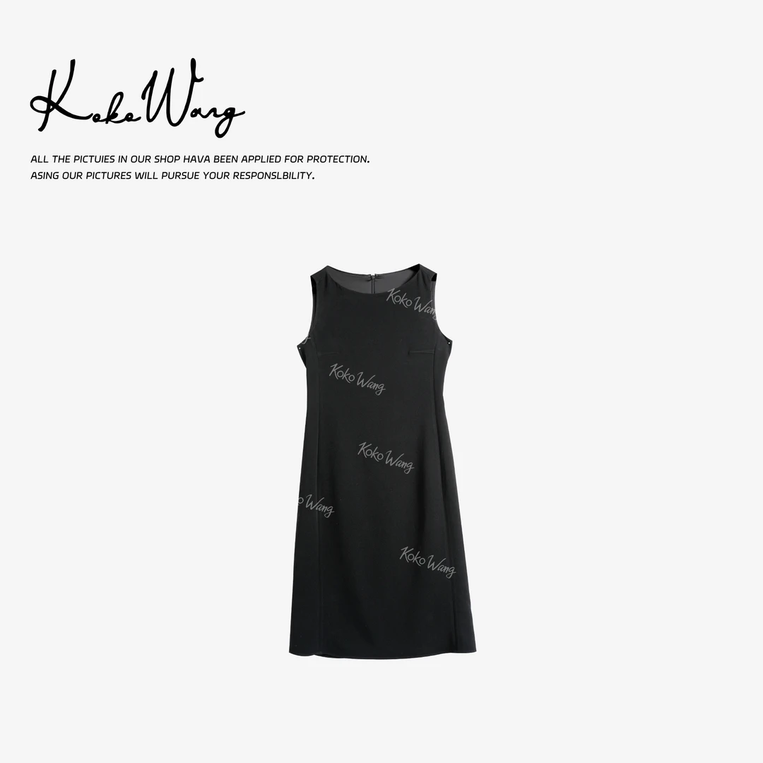 KOKOWANG夏季醋酸小黑裙高级感百搭显瘦鱼尾连衣裙502445F10Q43