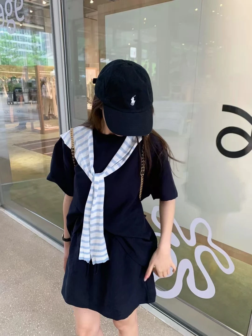 【dd】麻棉长袖T恤+短裙+披肩三件套带打底裤哦