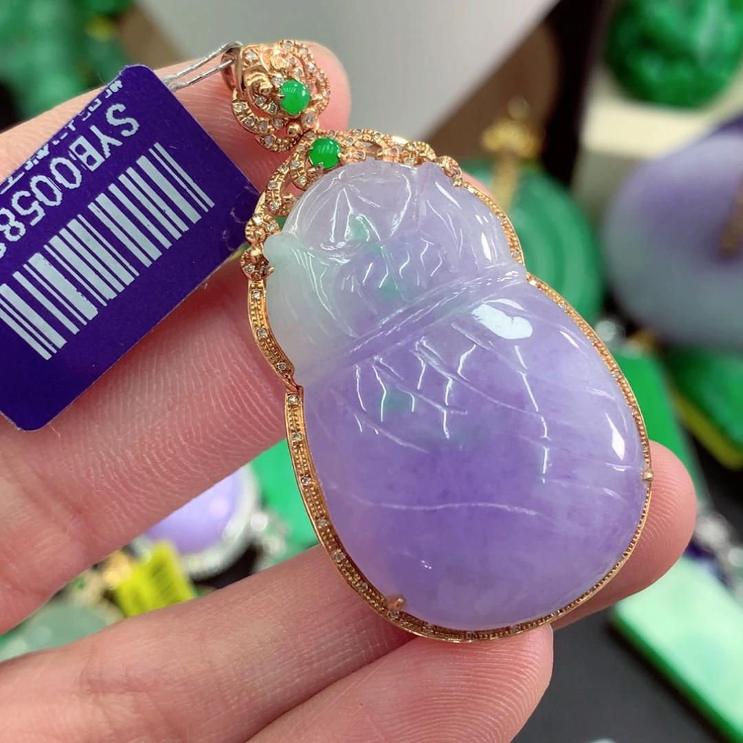 翡翠18K金镶嵌吊坠(不含链)