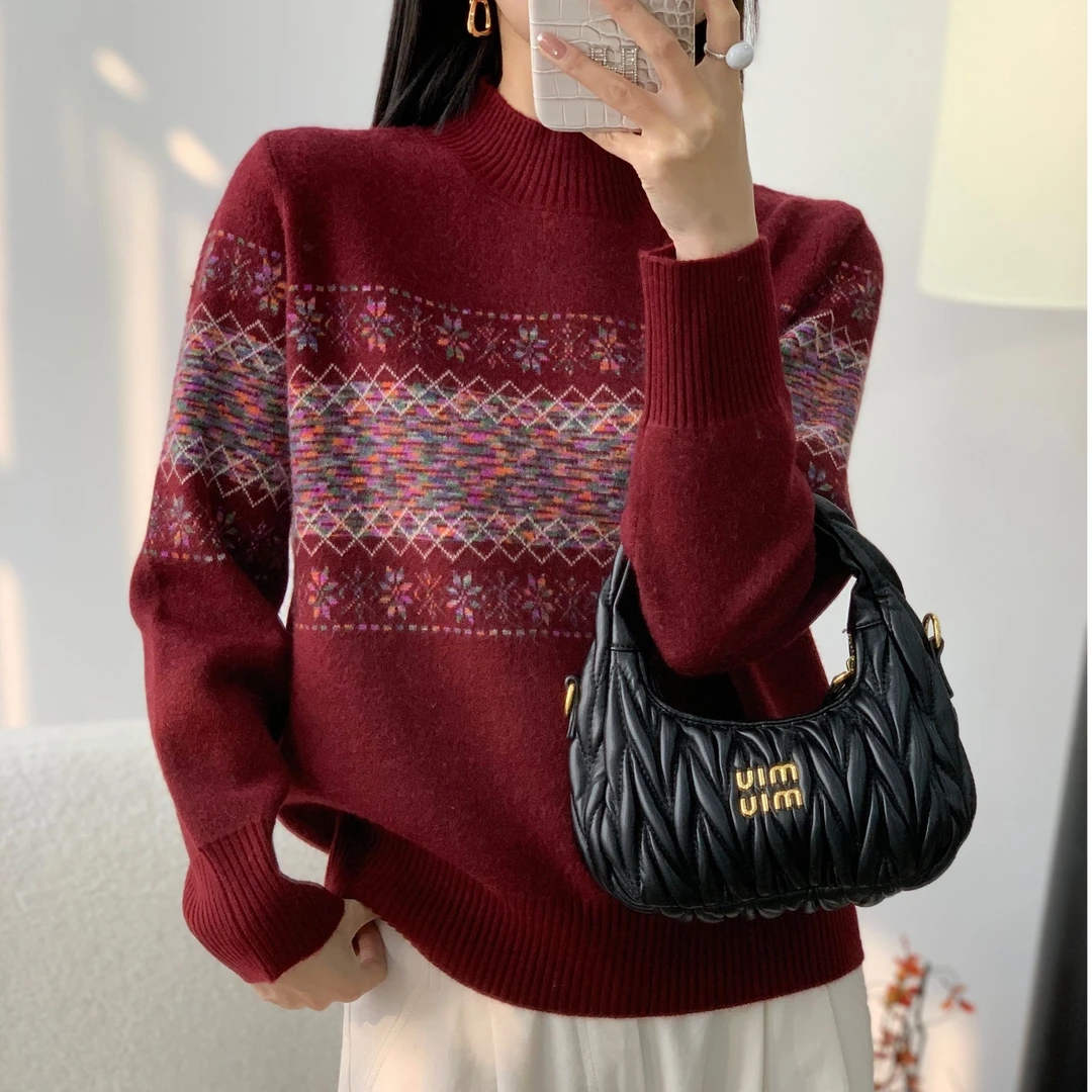 秋冬新款品牌女装毛衫打底衫宽松显瘦针织衫内搭套头加厚毛衣百搭