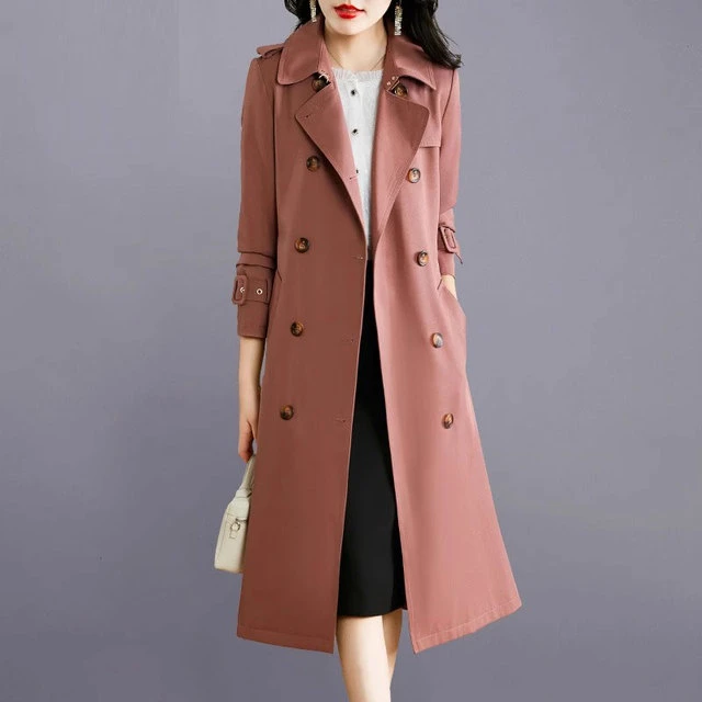风衣外套女中长款2024秋新款女装高级感英伦风气质双排扣长款大衣