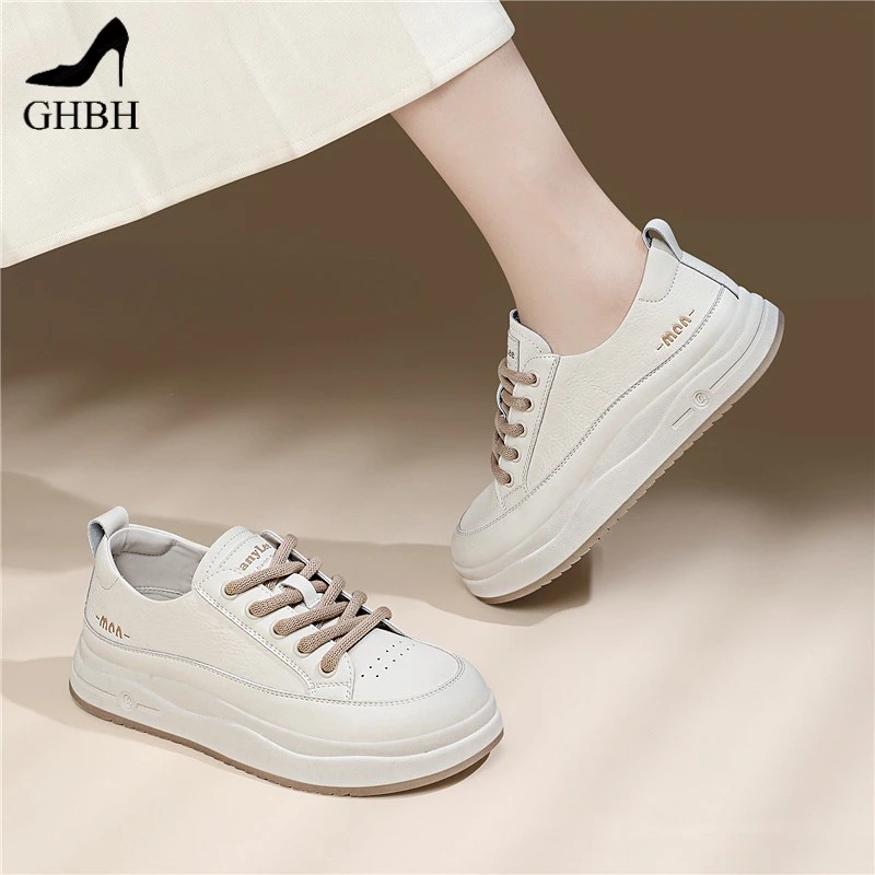 简约复古板鞋女舒适厚底小白鞋春季新款轻便舒适运动欧美单鞋