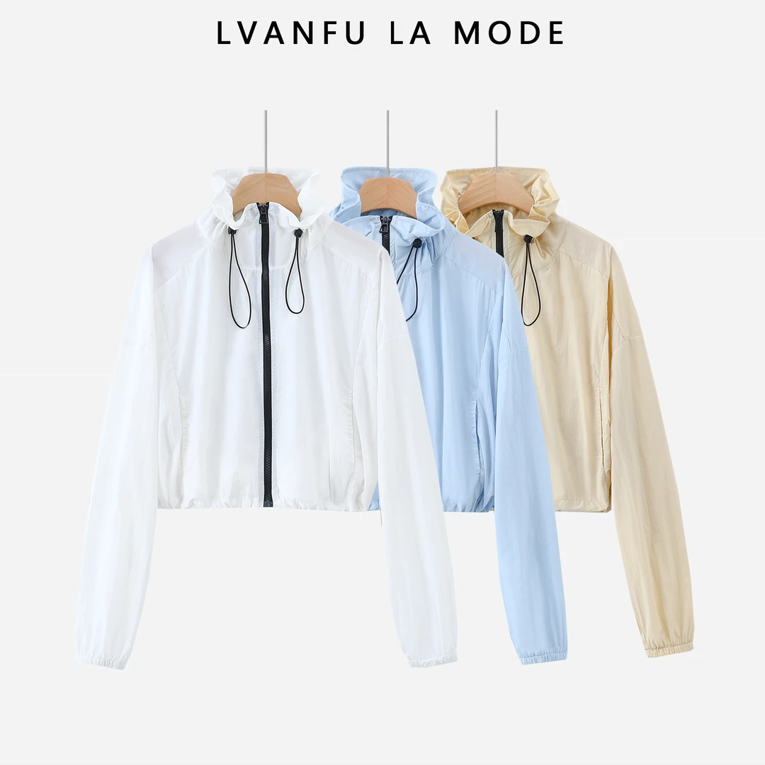 【气质女装】2025夏季新款花边领抽绳显瘦女士防晒衣JY661A/XWJ