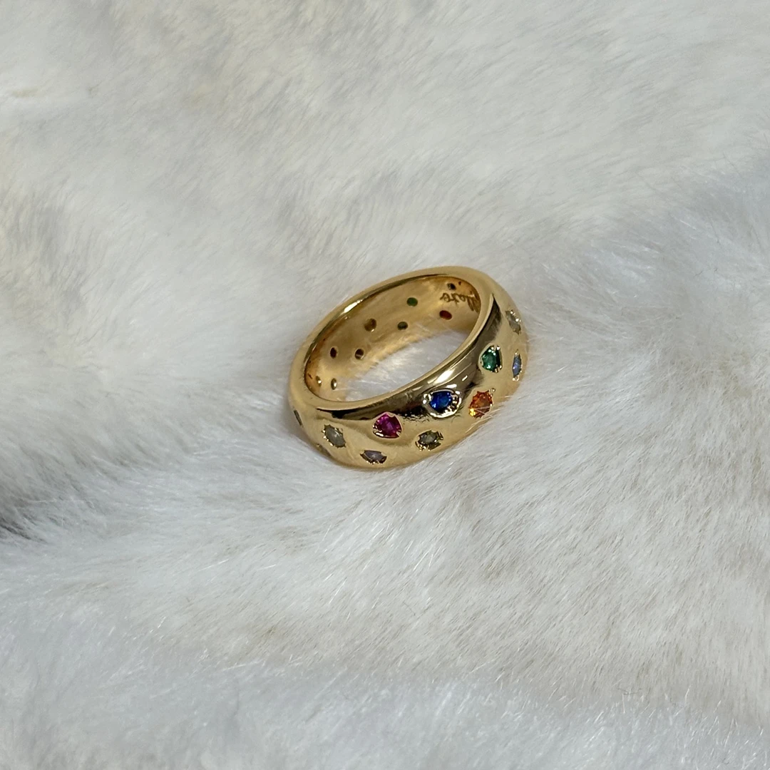 铜合金戒指 2132 金色彩钻七码戒指