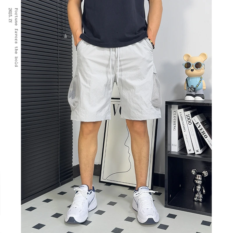 男生夏季休闲短裤薄款透气百搭直筒五分裤潮流痞帅短裤亮色短裤