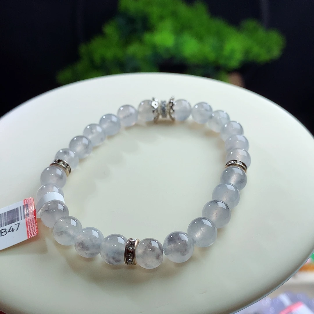 未镶嵌手串翡翠冰乌鸡 水墨画意境 卡7mm