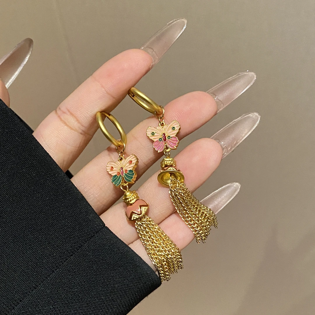 铜合金珐琅耳饰 气质百搭复古古风小众耳环Y207