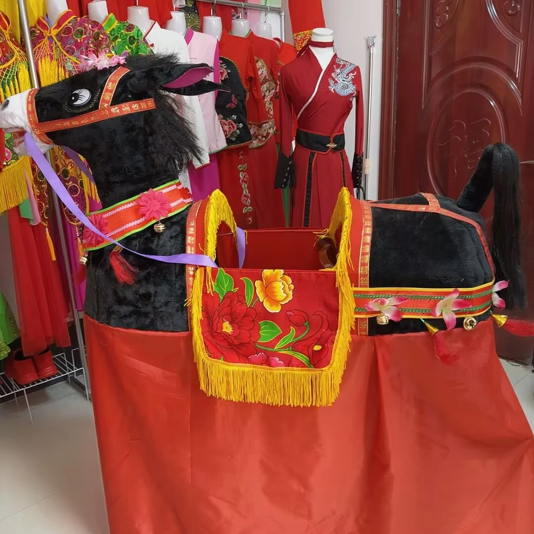 新款小毛驴演出道具毛驴旱船秧歌戏剧用品民间灶火跑驴道具喜庆