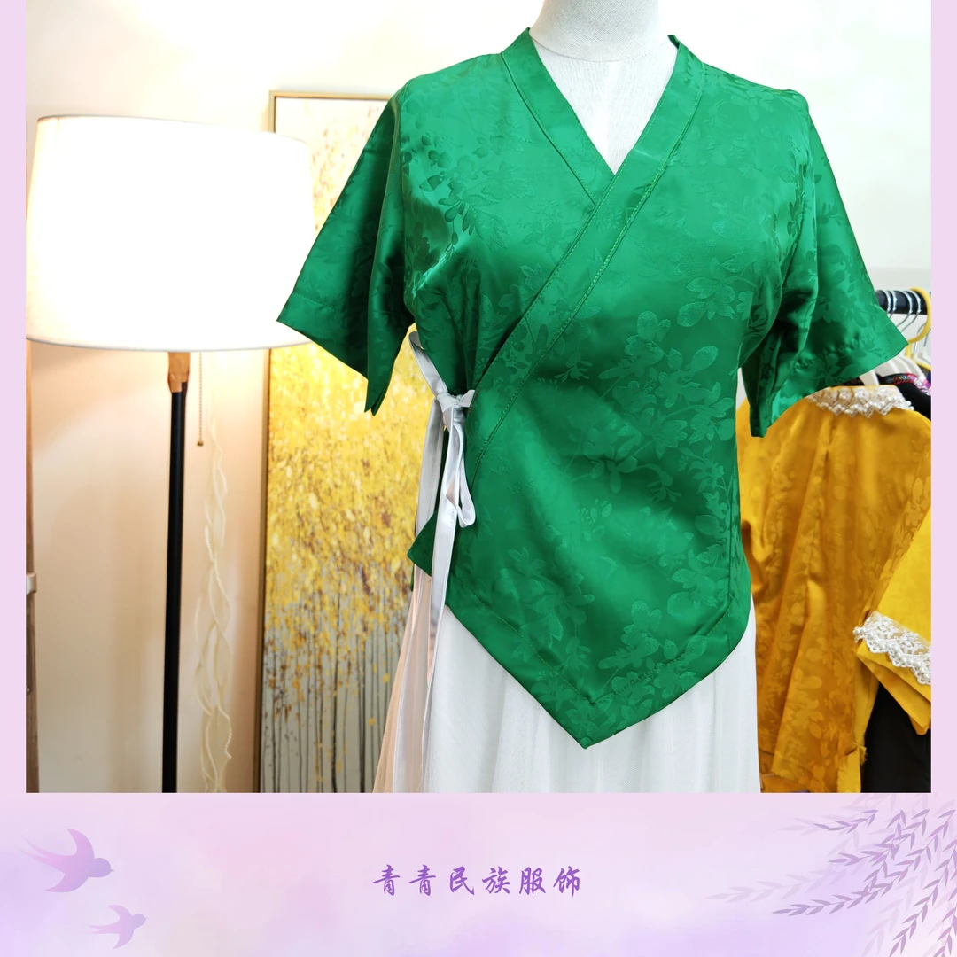 【绿色提花上衣】贵州凯里苗族便装中国风时尚百搭民族风复古古风