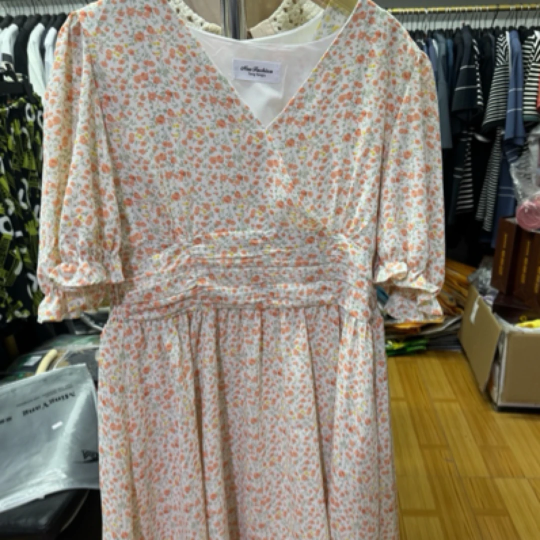 小清新碎花雪纺连衣裙短款显瘦适