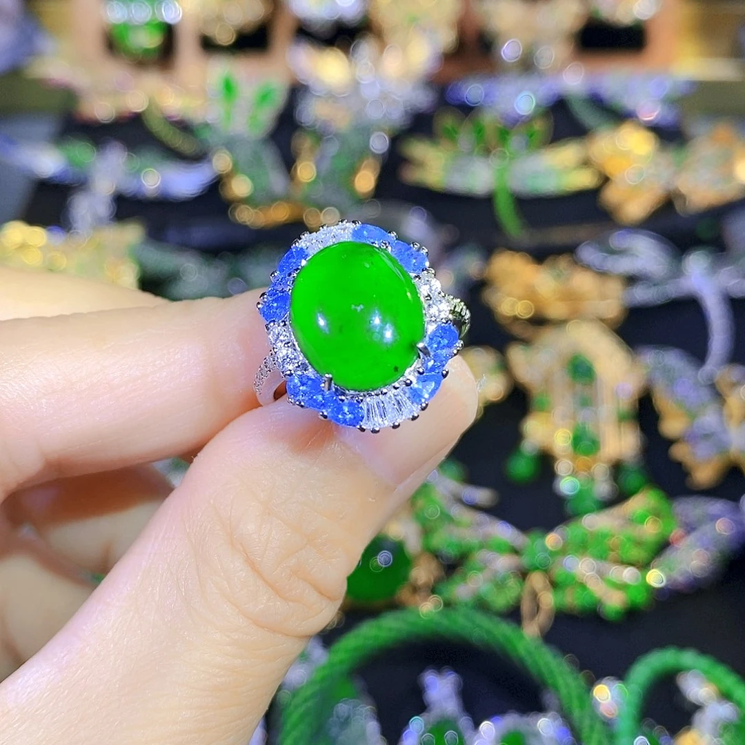 吊坠(不含链)银S925镶嵌翡翠