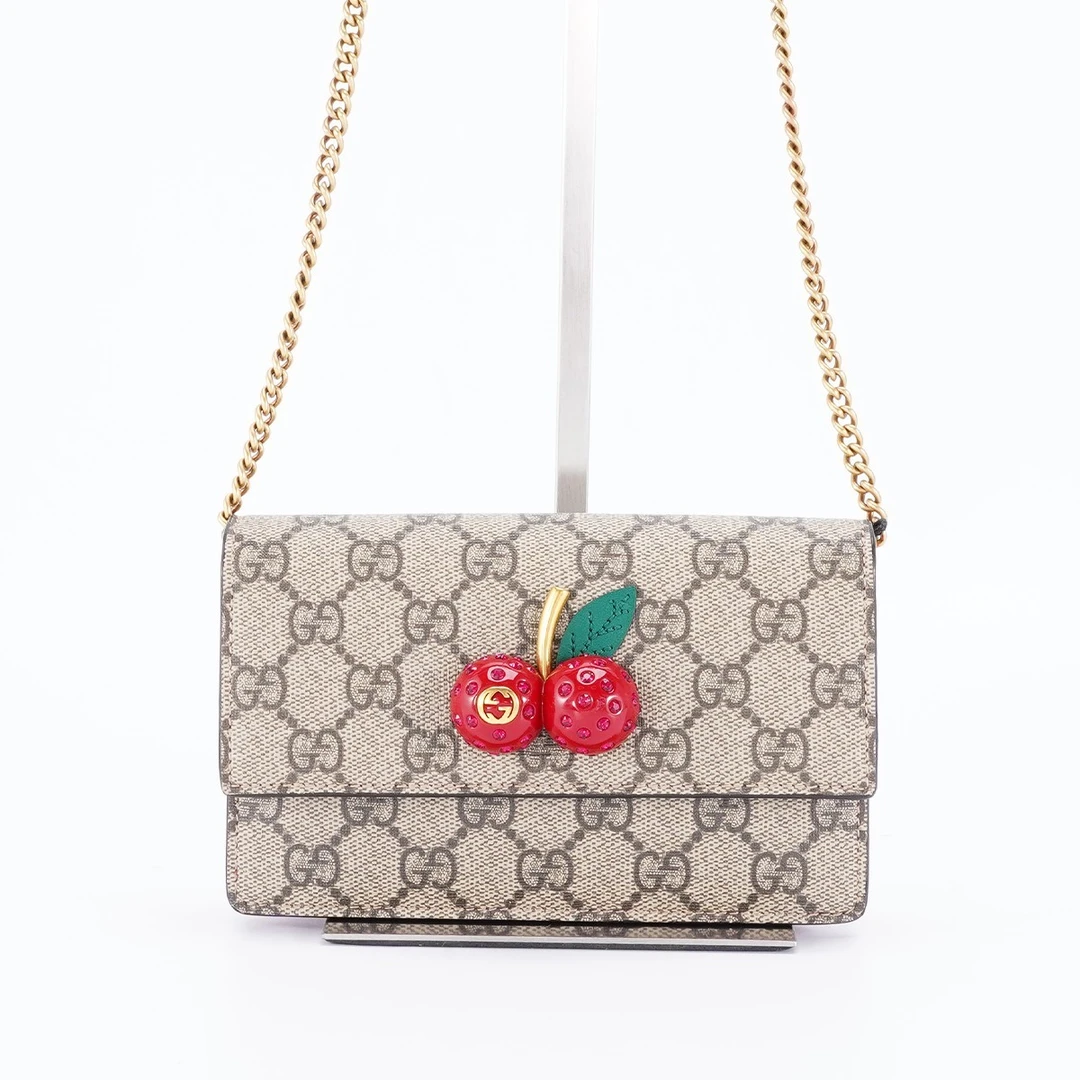99新 GUCCI/古驰 【诗诗】樱桃斜挎包老花/BG22000097/98新