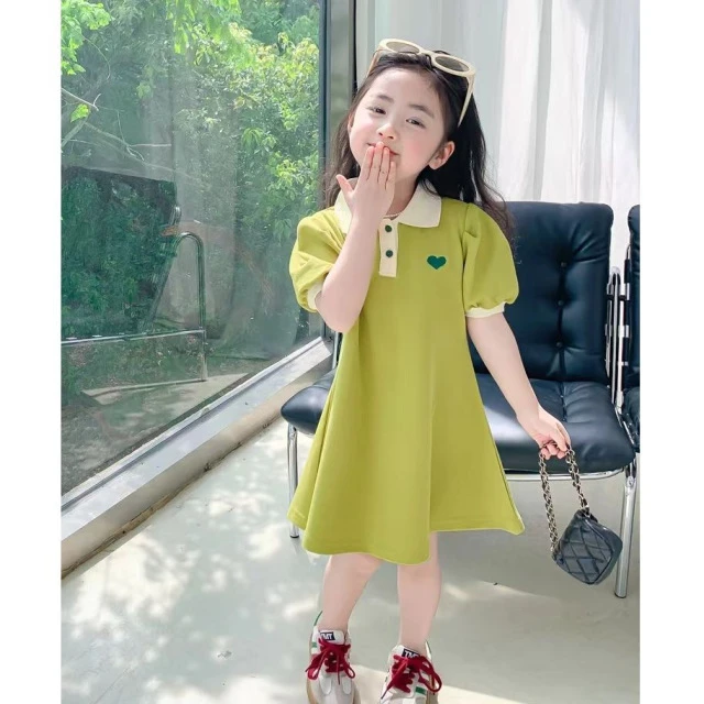 女童夏季连衣裙韩版洋气POLO领公主裙小女孩夏装时尚宽松薄款裙子