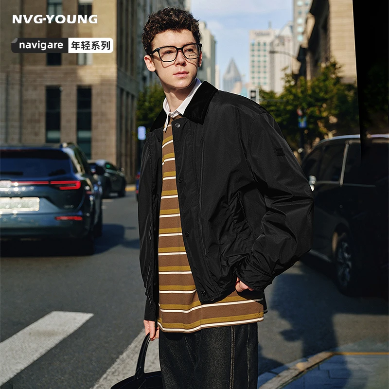Navigare意大利小帆船翻领夹克男士25秋冬新款时尚落肩袖夹棉外套