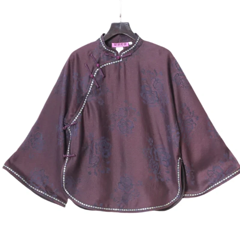 华族经典【梦归】紫色高端气质优雅香云纱上衣