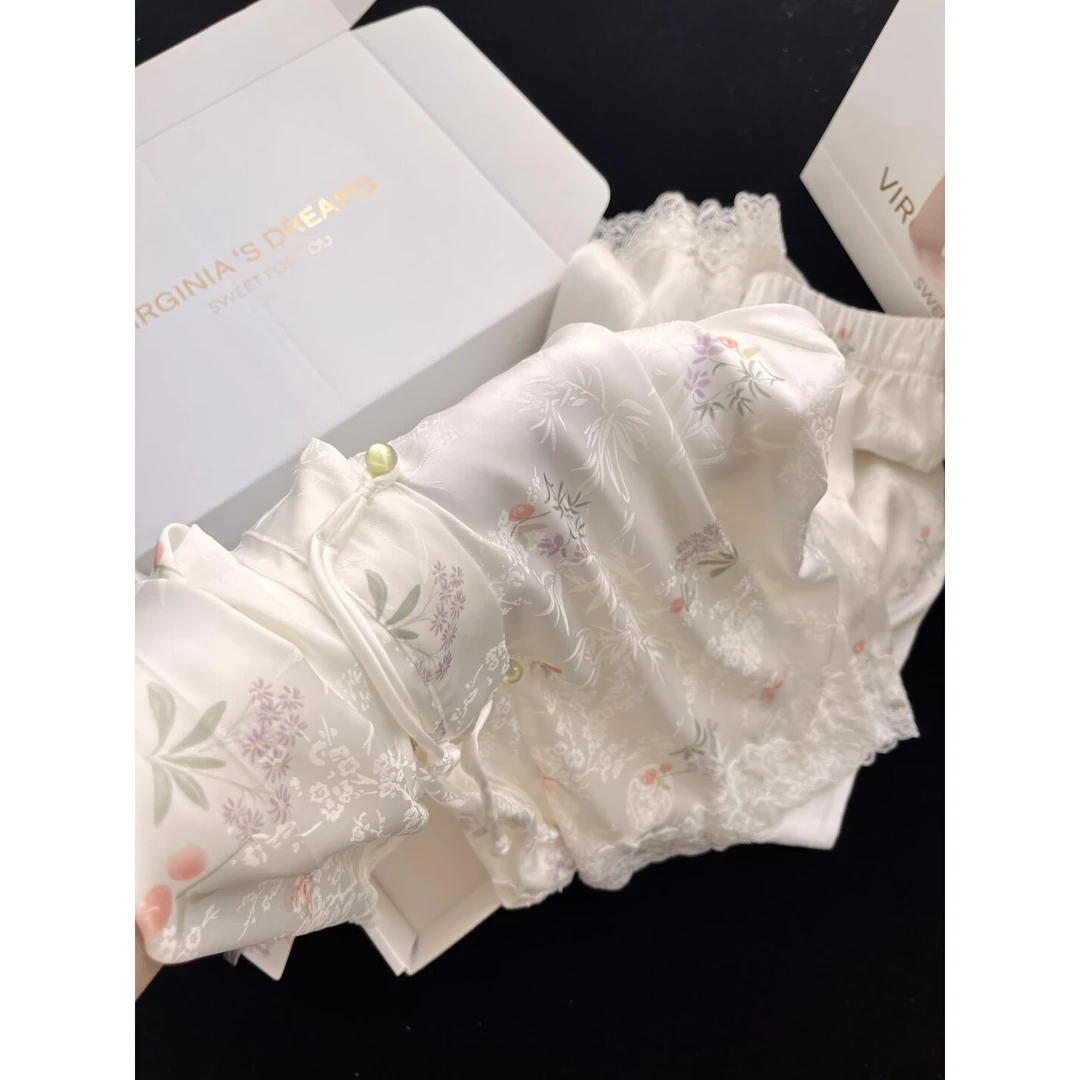 新中式盘扣国风高级感薄款冰丝长袖睡衣女春夏新款2025家居服套装