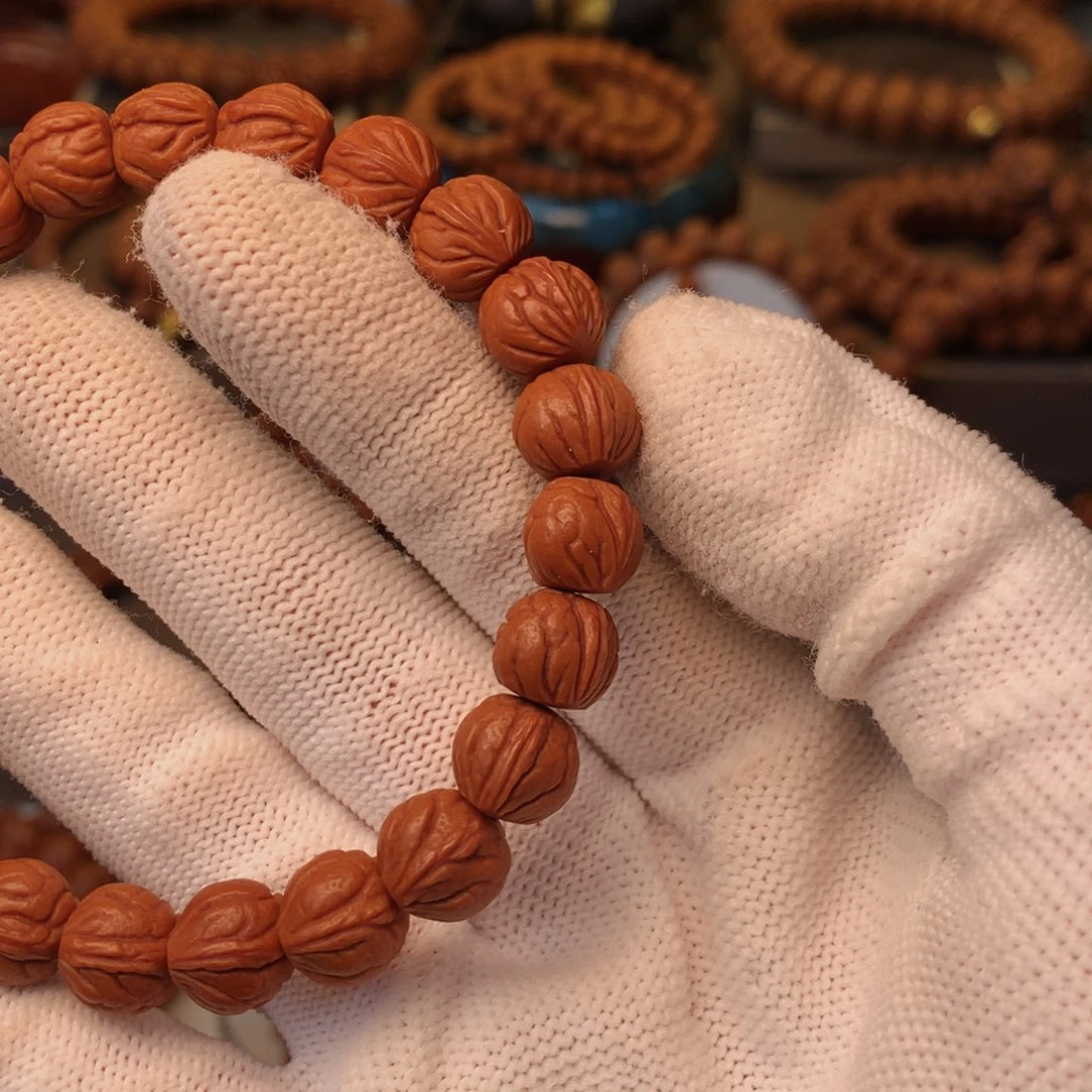 万***意桃核手串秦岭龙纹