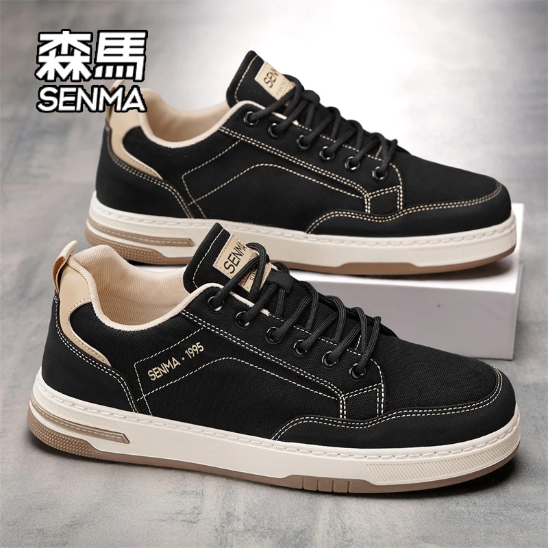 SENMA/森马男鞋冬季黑色百搭休闲时尚潮鞋青少年轻便软底运动板鞋