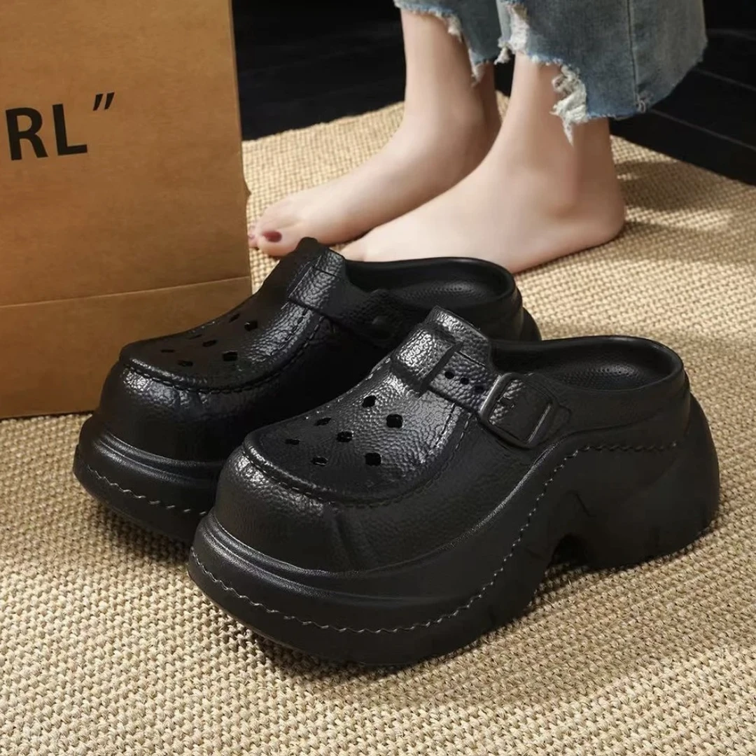 8789-1小个子厚底可外穿包头增高洞洞鞋