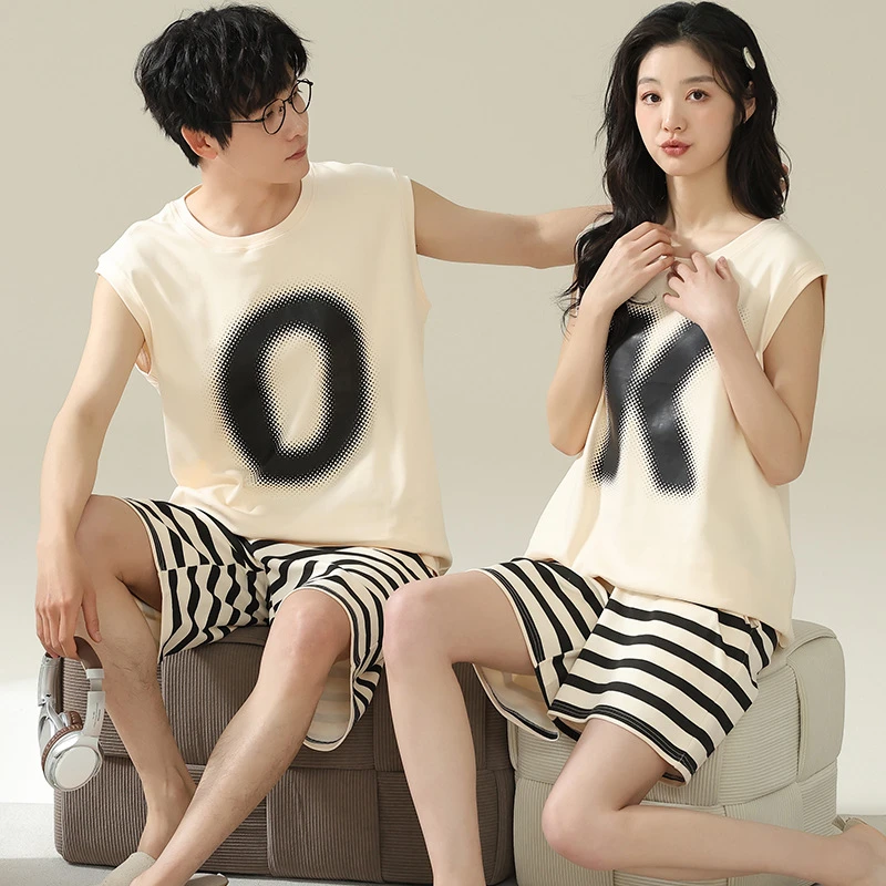 OUFENLAI睡衣2025新款可爱棉质情侣背心睡衣夏季高级感一男一女无