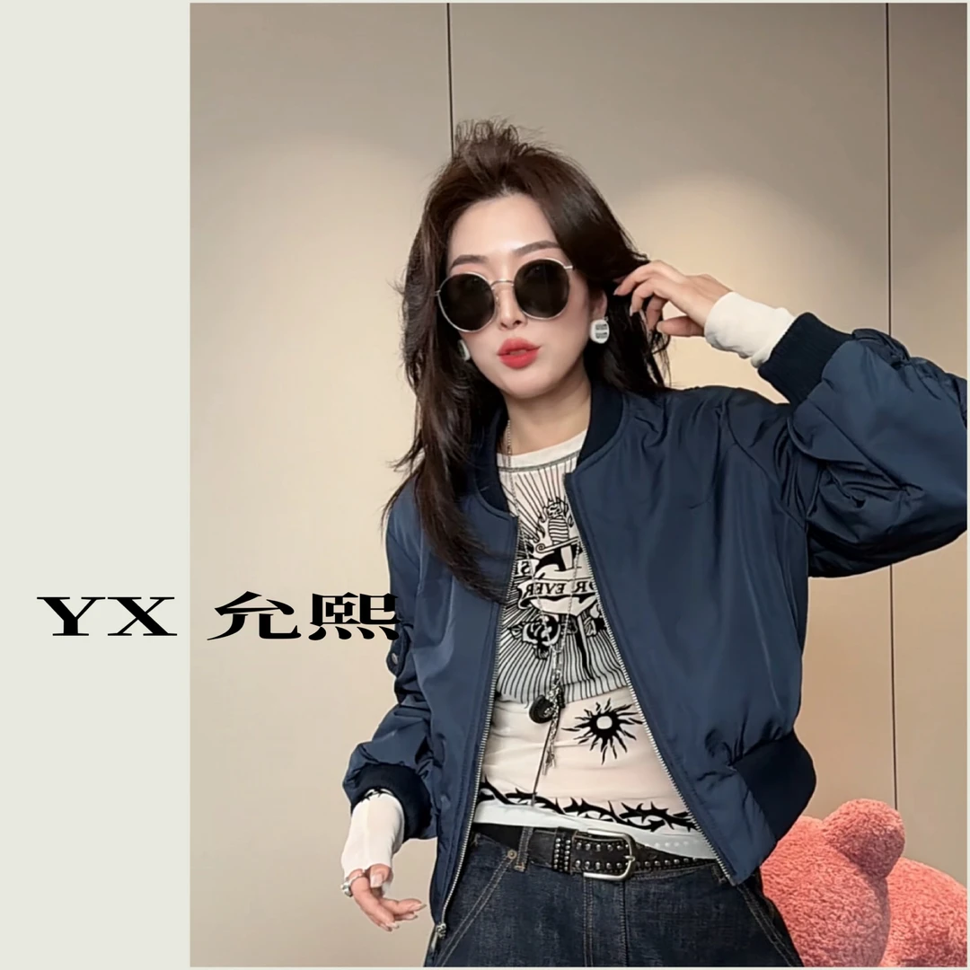《允熙》小众设计感拼接针织短款夹棉棒球服夹克外套