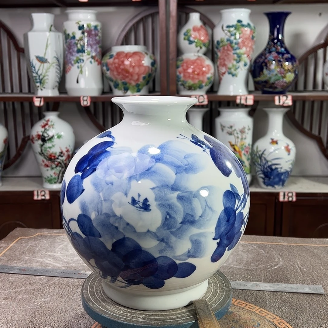 摆件陶景德镇陶瓷石青牡