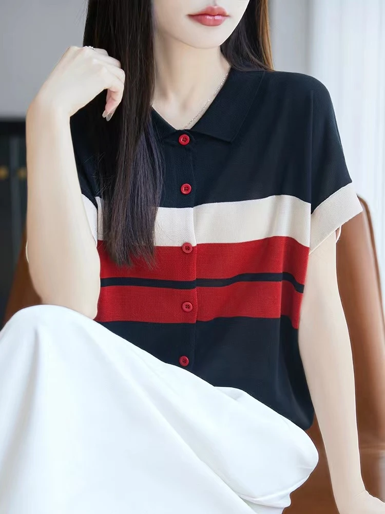 POLO领纽扣开衫上衣短袖NSY009