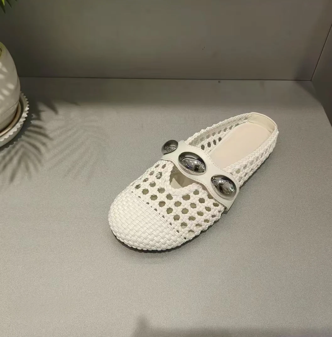 【聚新汇】6002-1春夏时尚平底编织半包拖鞋